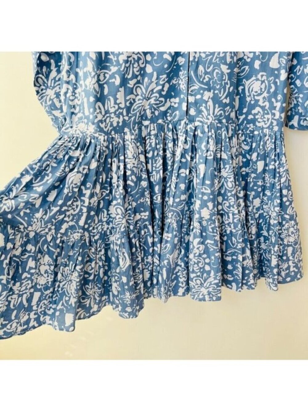 MLM The label relaxed tiered mini dress, blue floral cotton, Size M - Picture 4 of 8
